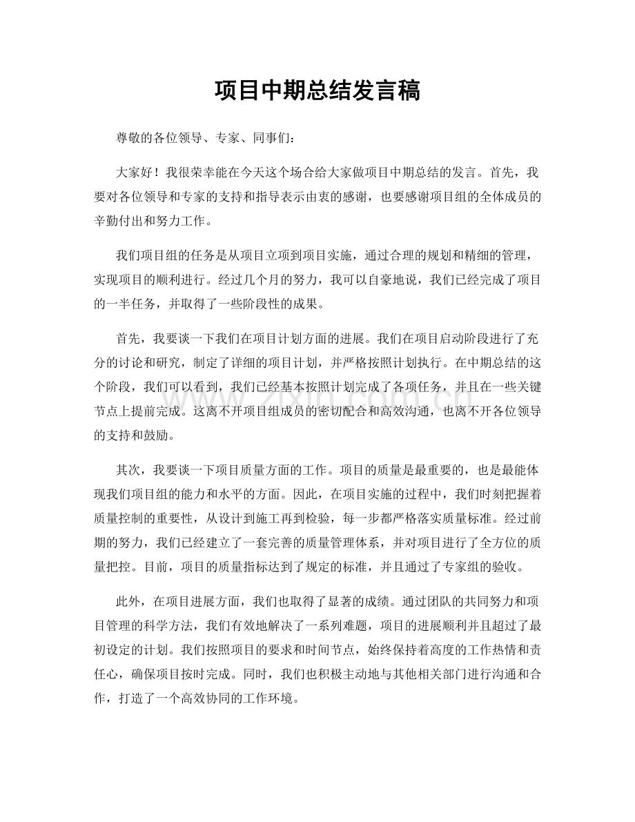 项目中期总结发言稿.docx_第1页