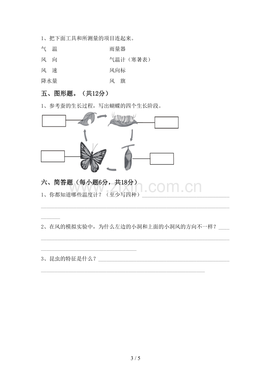 人教版三年级科学下册期中测试卷(汇总).doc_第3页