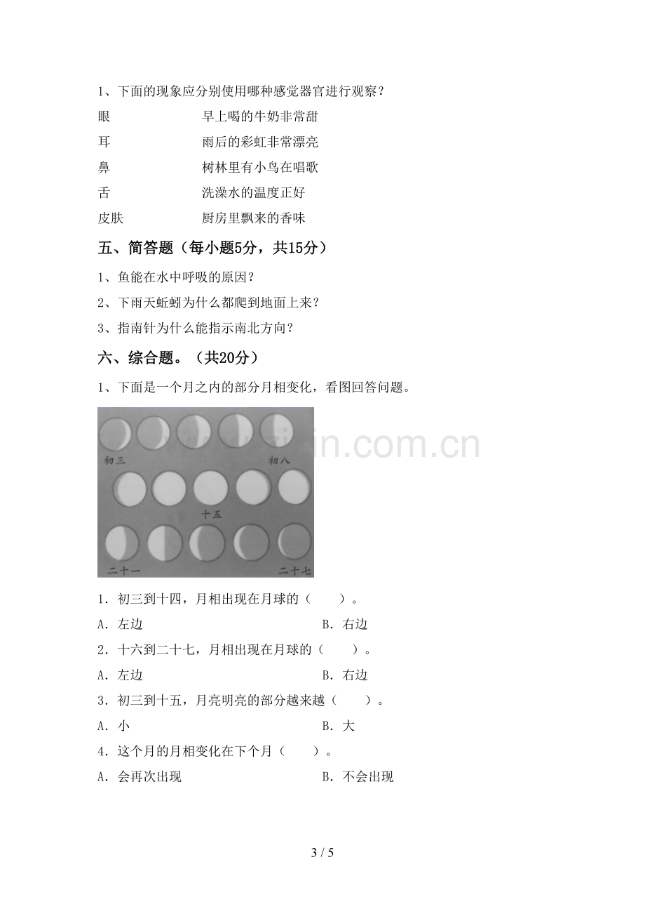 新教科版二年级科学下册期中测试卷(精选).doc_第3页