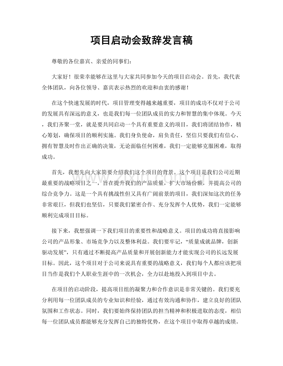 项目启动会致辞发言稿.docx_第1页