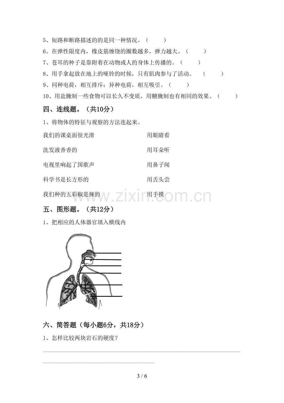 人教版四年级科学下册期中考试卷.doc_第3页