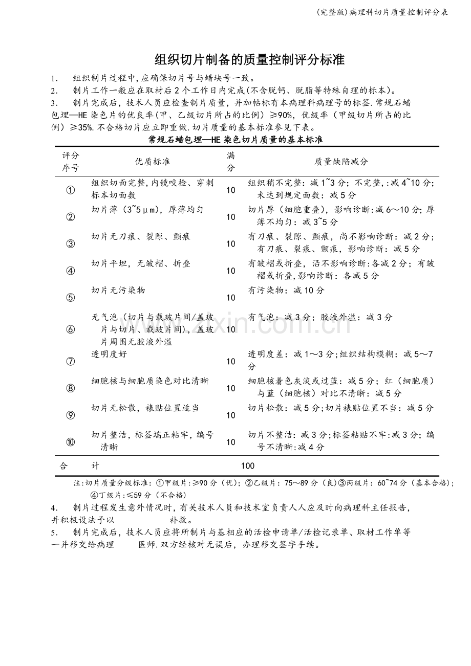 病理科切片质量控制评分表.doc_第1页