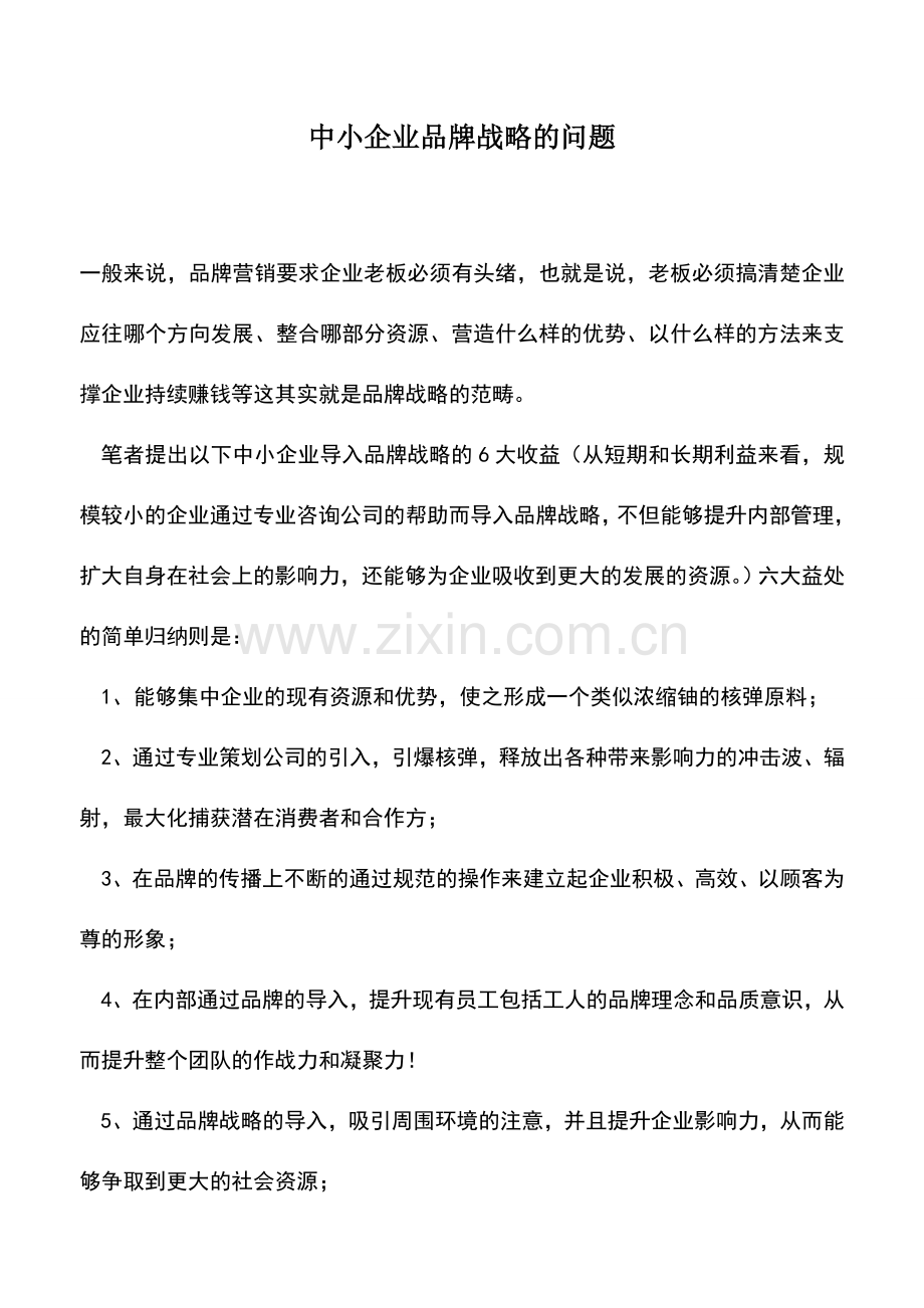 会计实务：中小企业品牌战略的问题.doc_第1页