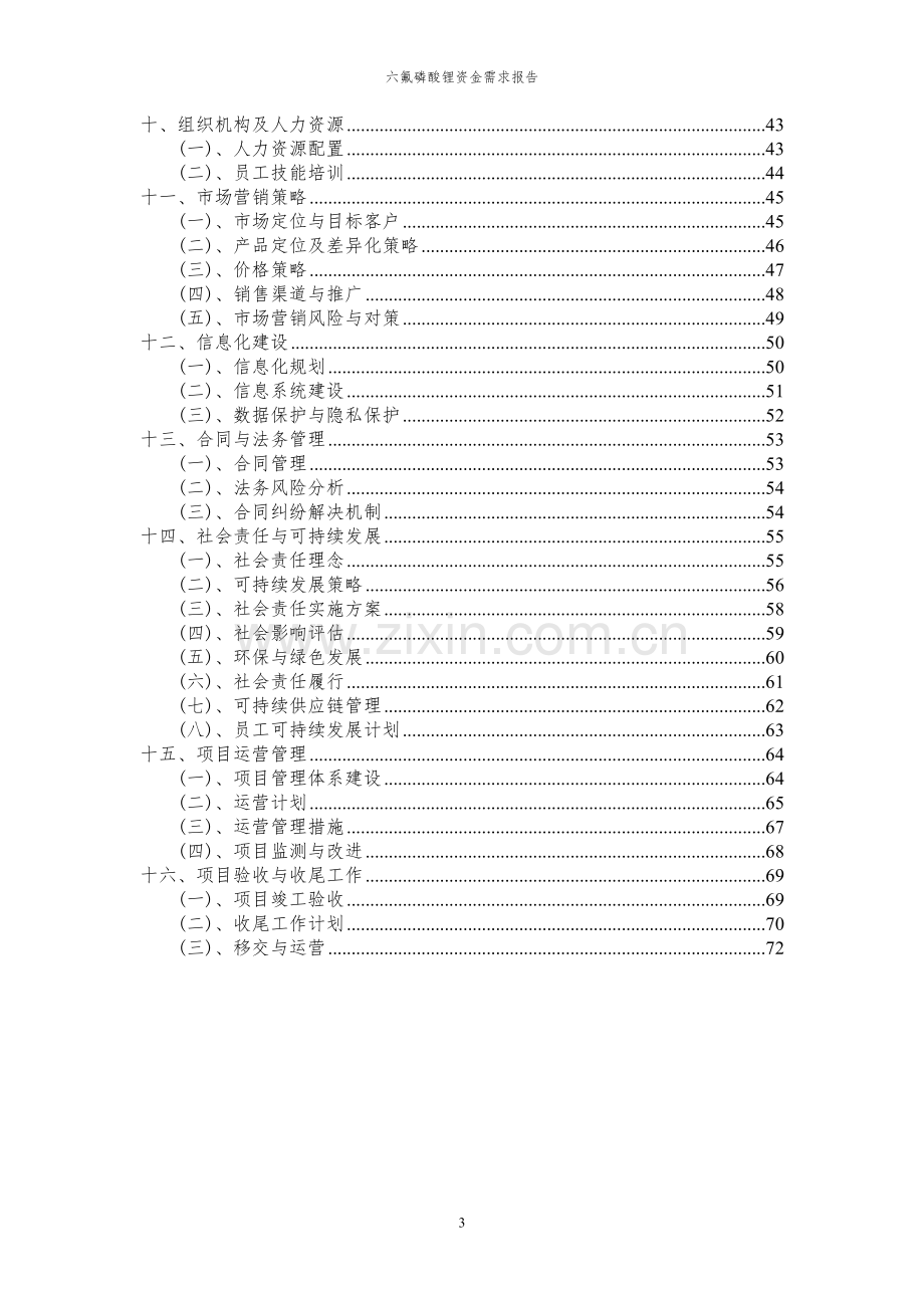 2023年六氟磷酸锂项目资金需求报告.docx_第3页