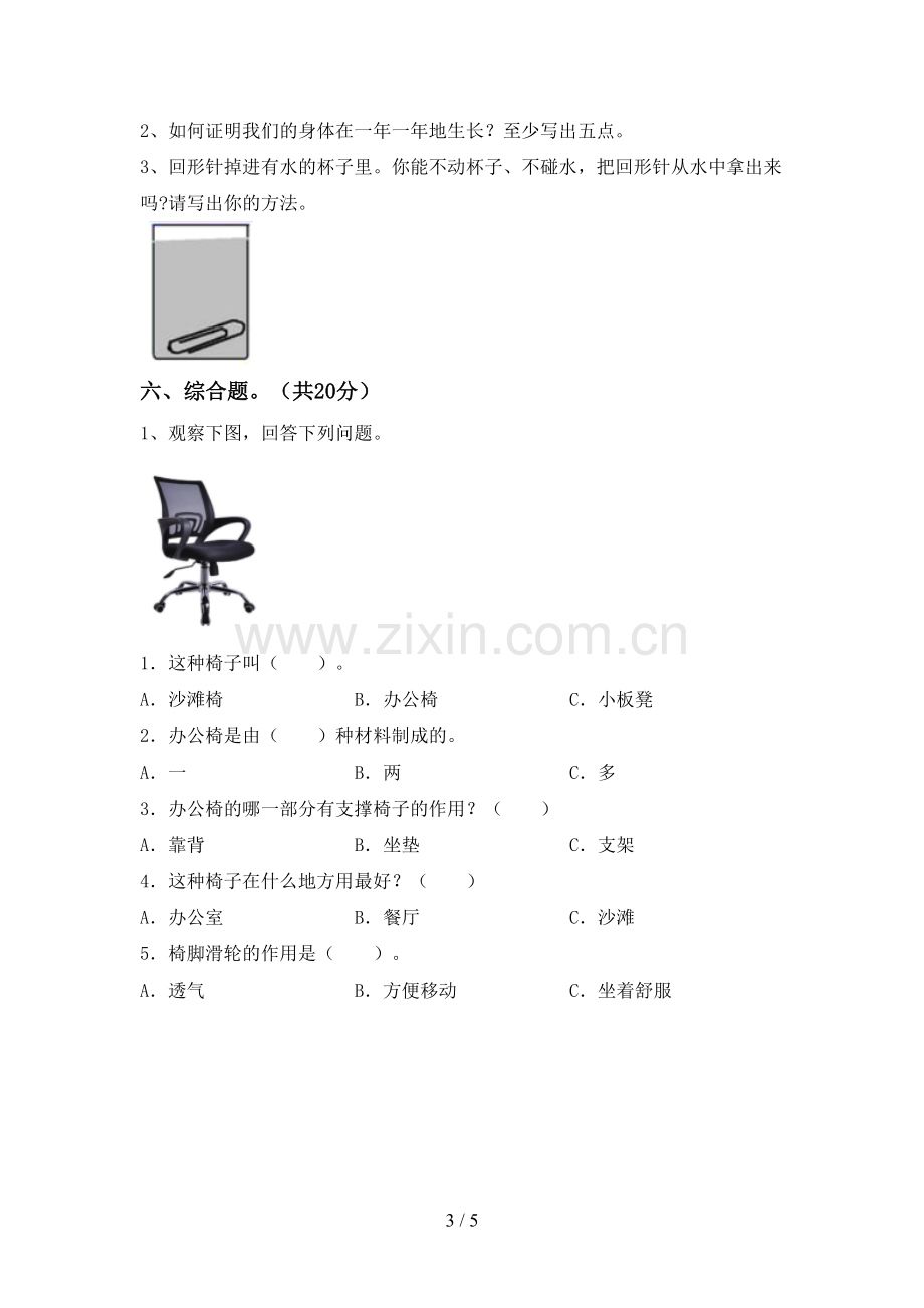 人教版二年级科学下册期中考试题.doc_第3页