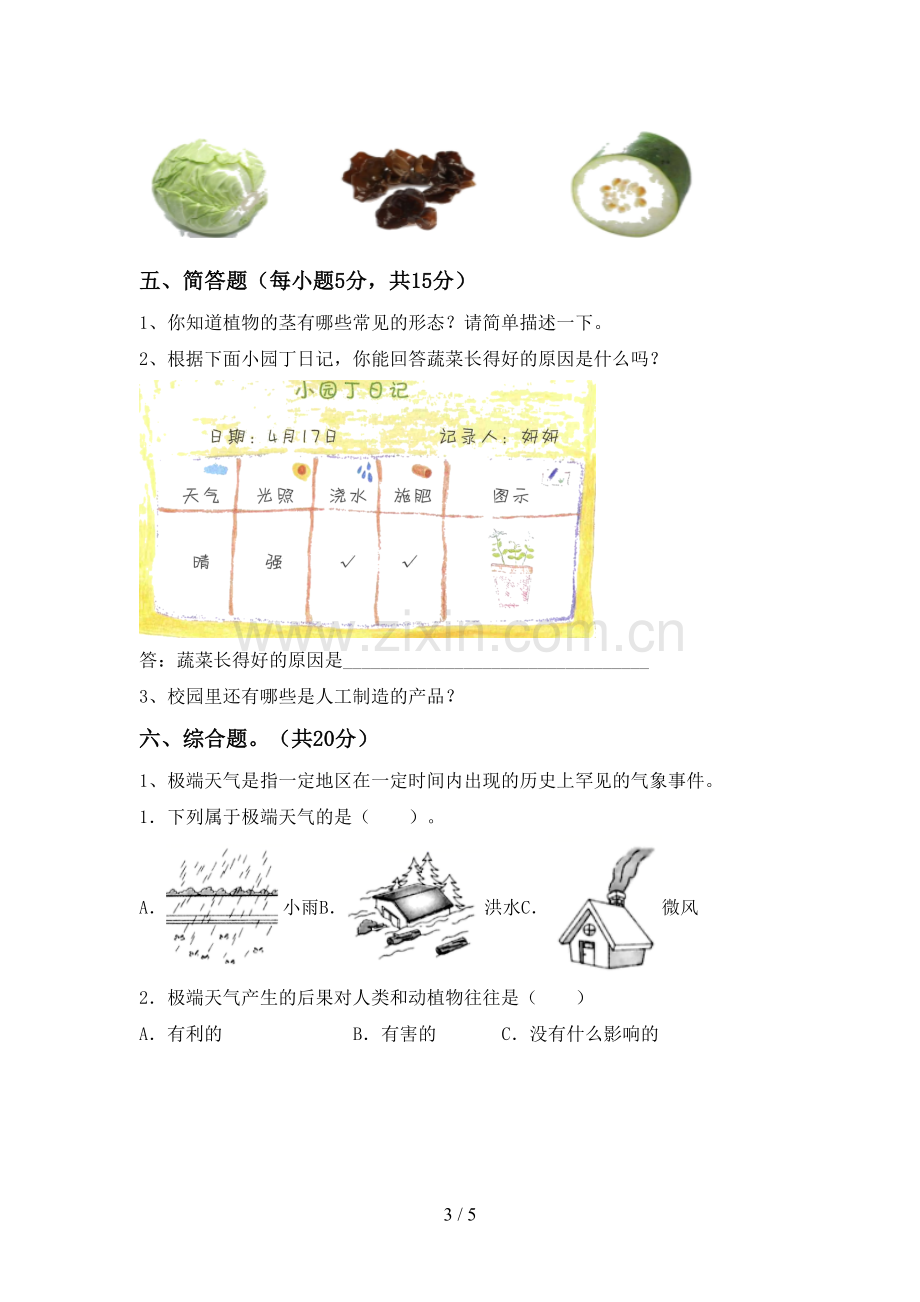 二年级科学下册期中考试题(全面).doc_第3页