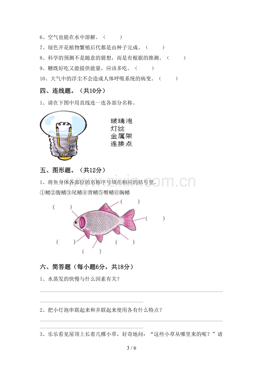 人教版四年级科学下册期中测试卷(必考题).doc_第3页