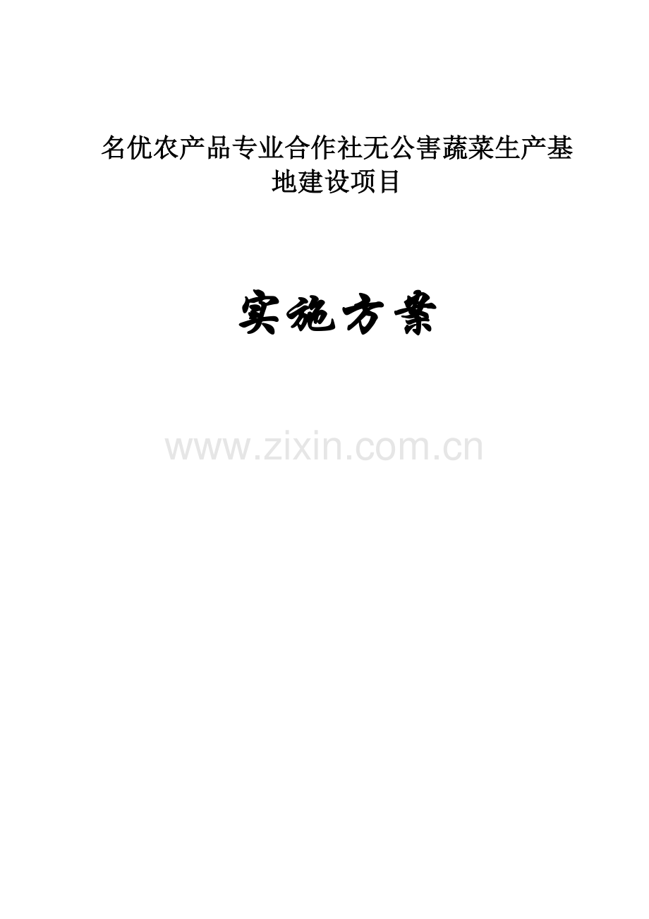 名优农产品合作社无公害蔬菜生产基地建设项目实施方案.doc_第1页