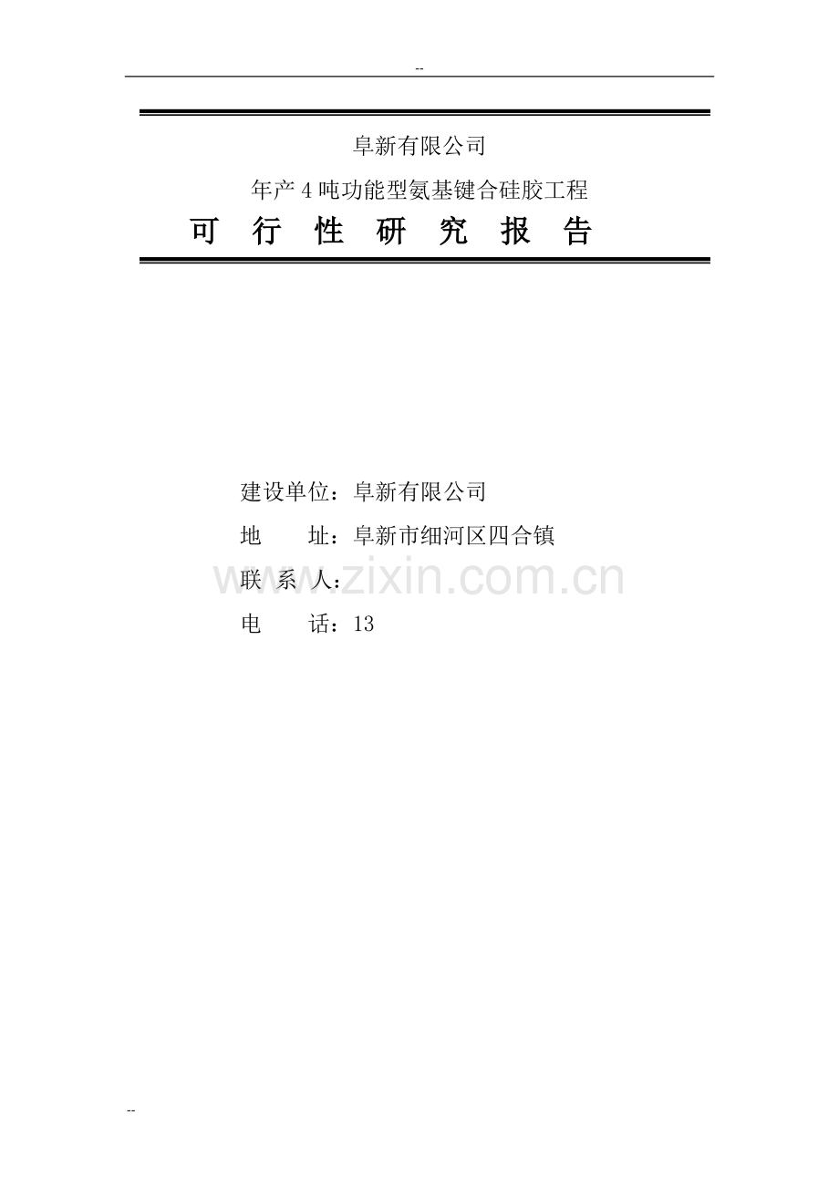 年产4吨功能型氨基键合硅胶工程建议书.doc_第1页