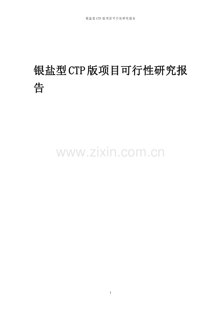 2024年银盐型CTP版项目可行性研究报告书.docx_第1页