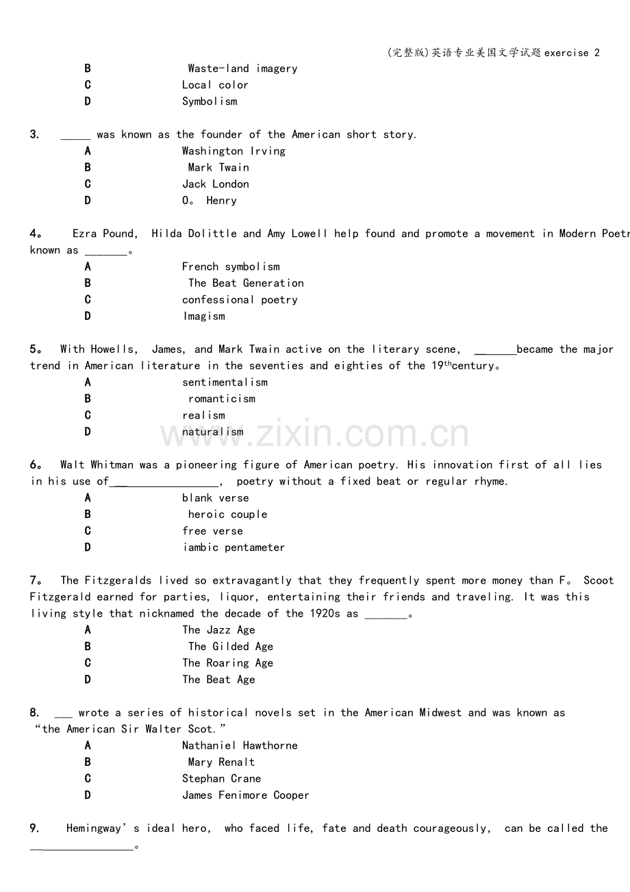 英语专业美国文学试题exercise-2.doc_第2页