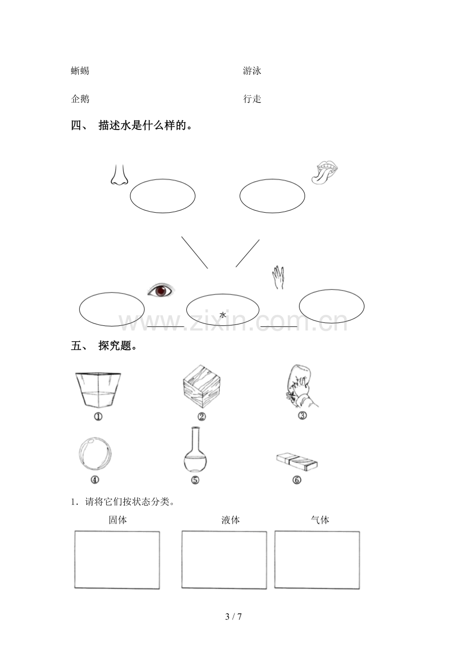 新教科版一年级科学下册期中试卷及答案【通用】.doc_第3页