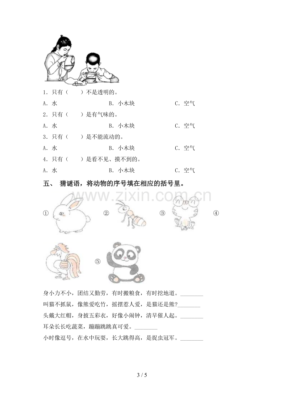 新教科版一年级科学下册期中试卷(新版).doc_第3页