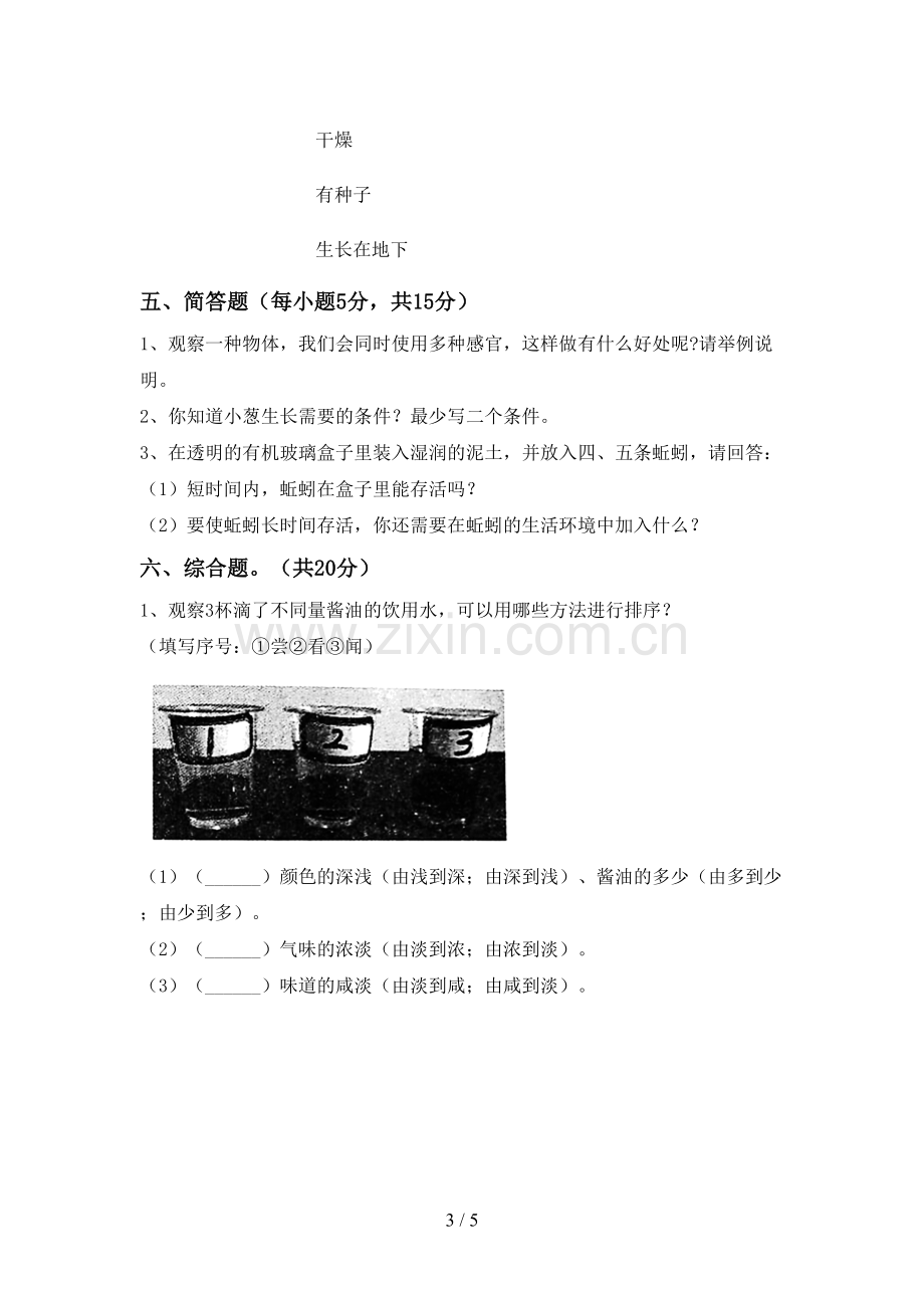 人教版二年级科学下册期中试卷(汇编).doc_第3页