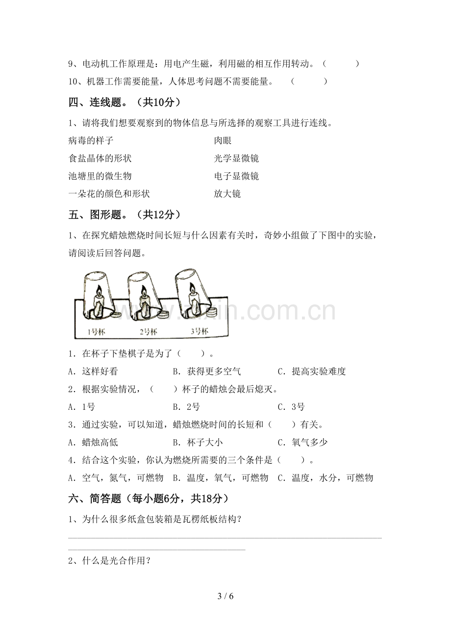 新人教版六年级科学下册期中考试卷(下载).doc_第3页