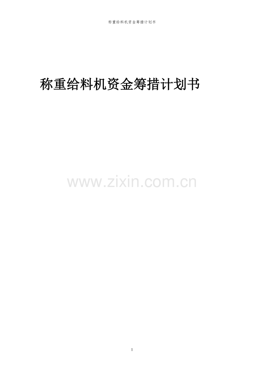 2023年称重给料机项目资金筹措计划书.docx_第1页