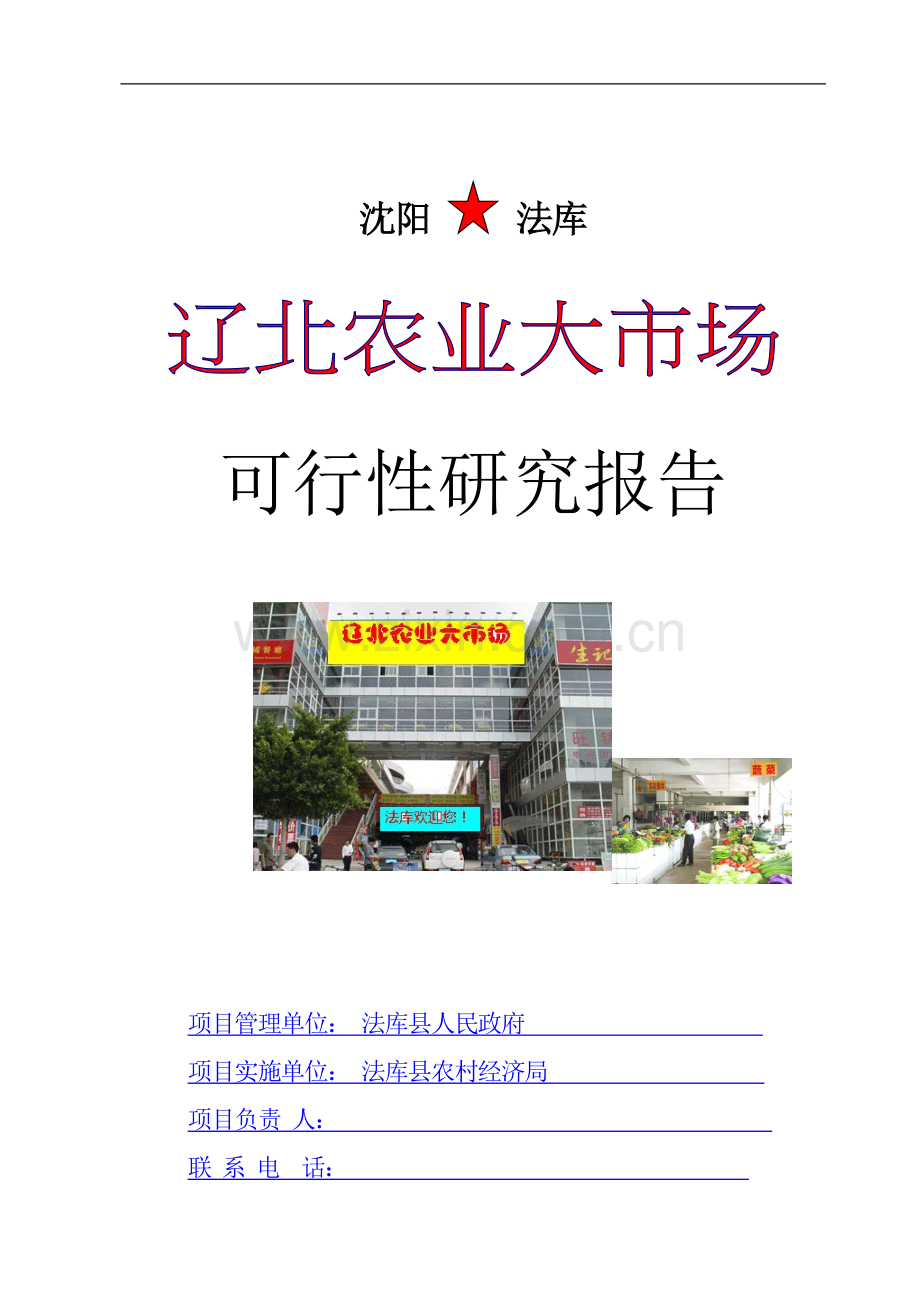 法库县农产品批发市场项目可行性论证报告.doc_第1页