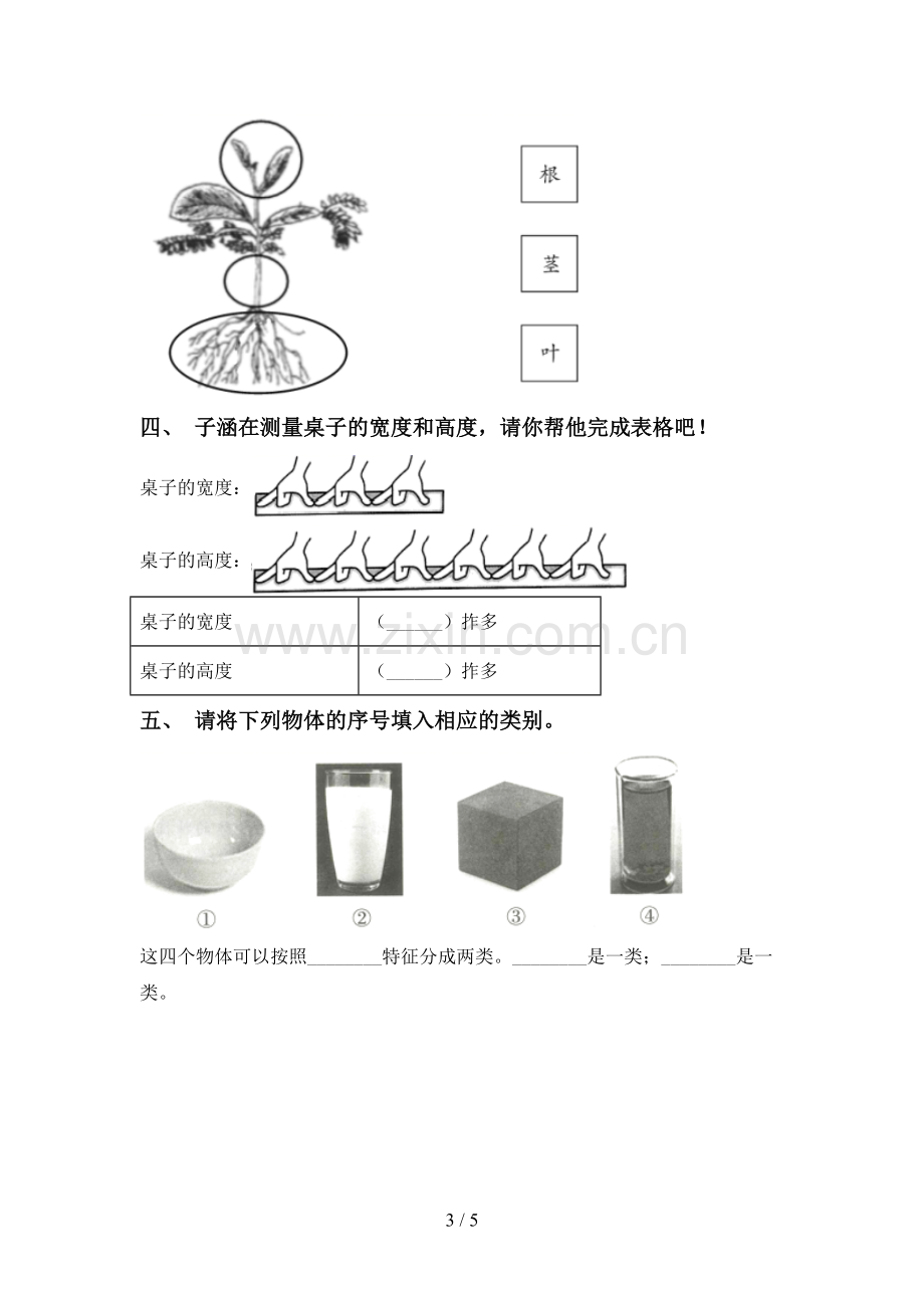 一年级科学下册期中测试卷(一套).doc_第3页