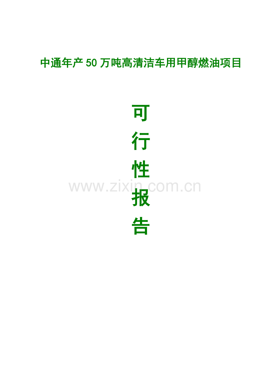 年产50万吨高清洁车用甲醇燃油项目可行性分析报告.doc_第1页