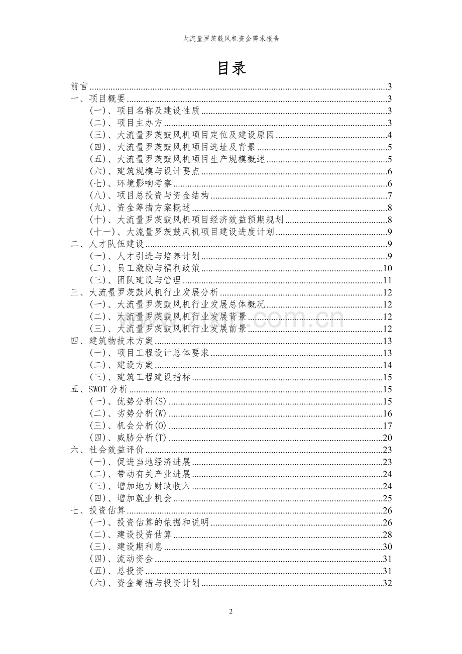 2023年大流量罗茨鼓风机项目资金需求报告.docx_第2页