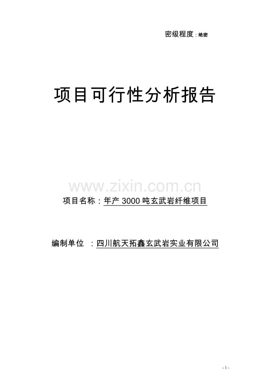 年产3000吨玄武岩纤维项目可行性分析报告.doc_第1页