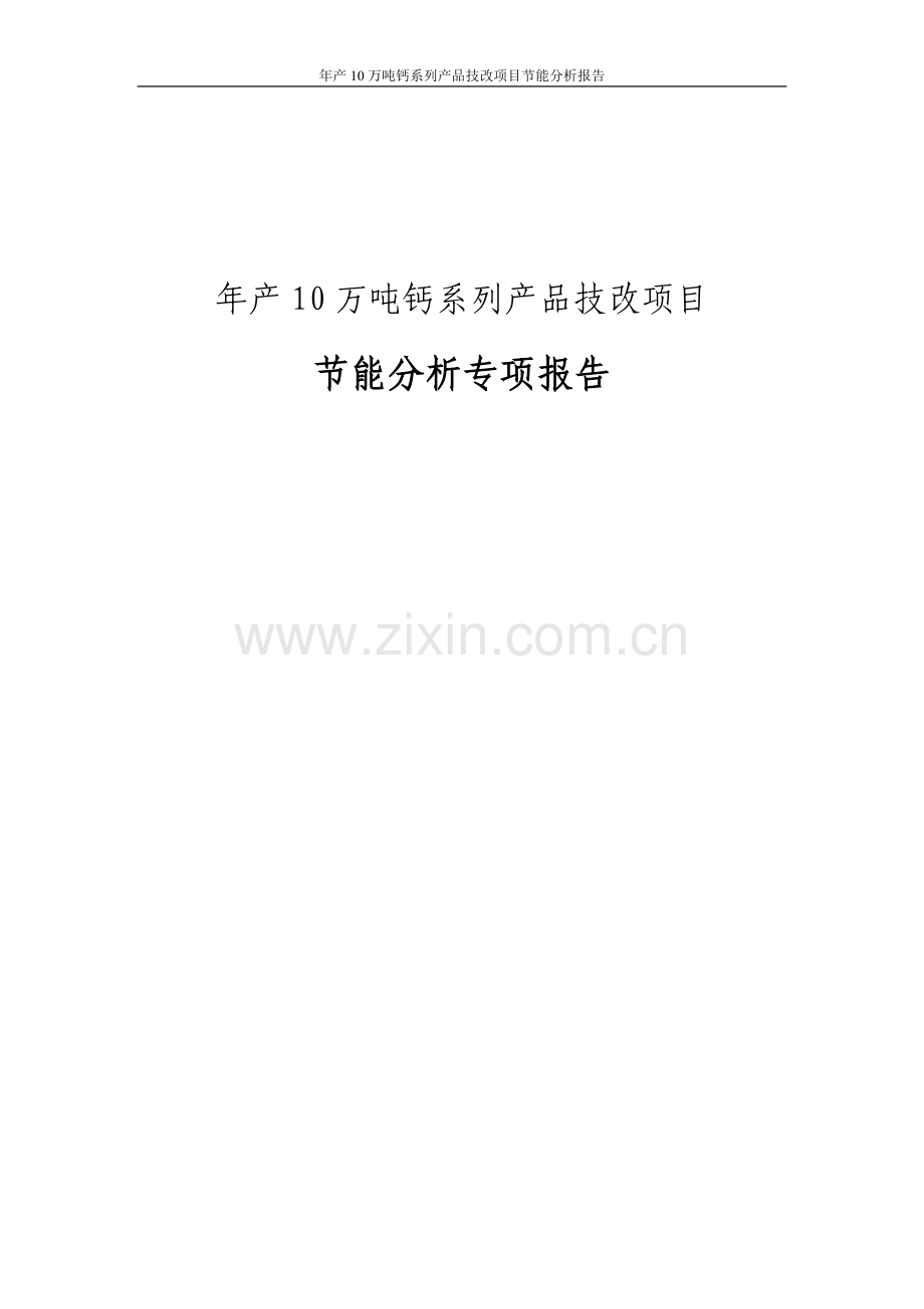 年产10万吨钙系列产品技改项目立项节能分析报告.doc_第1页