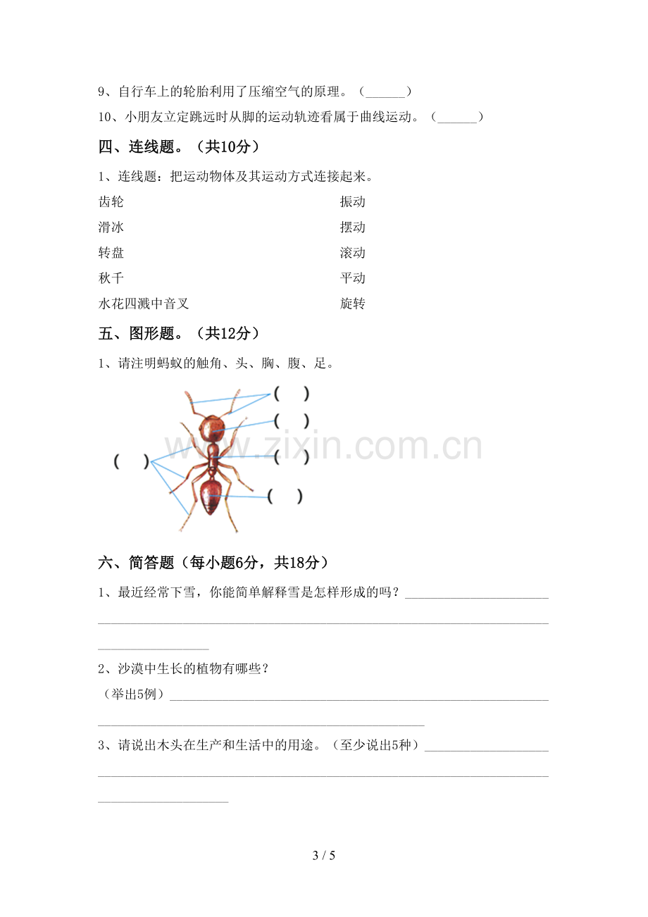 苏教版三年级科学下册期中考试题(汇总).doc_第3页