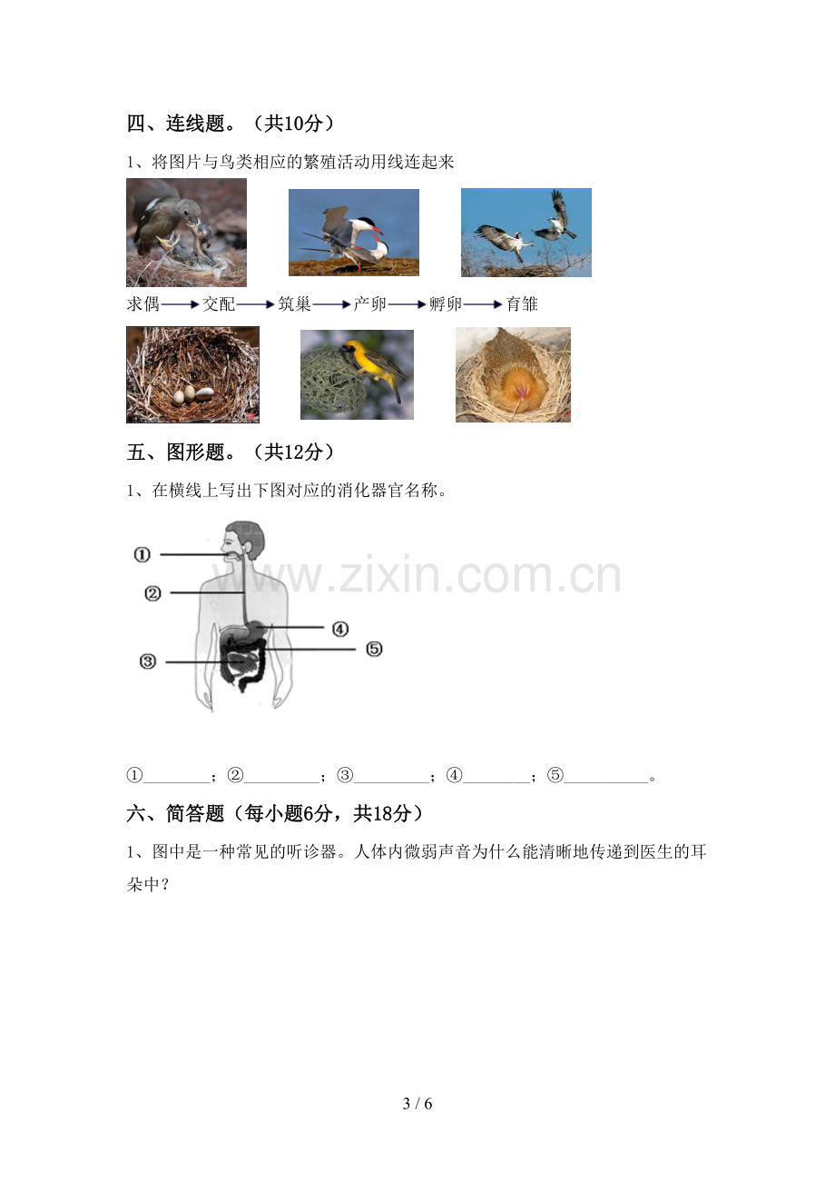 人教版四年级科学下册期中考试题(含答案).doc_第3页