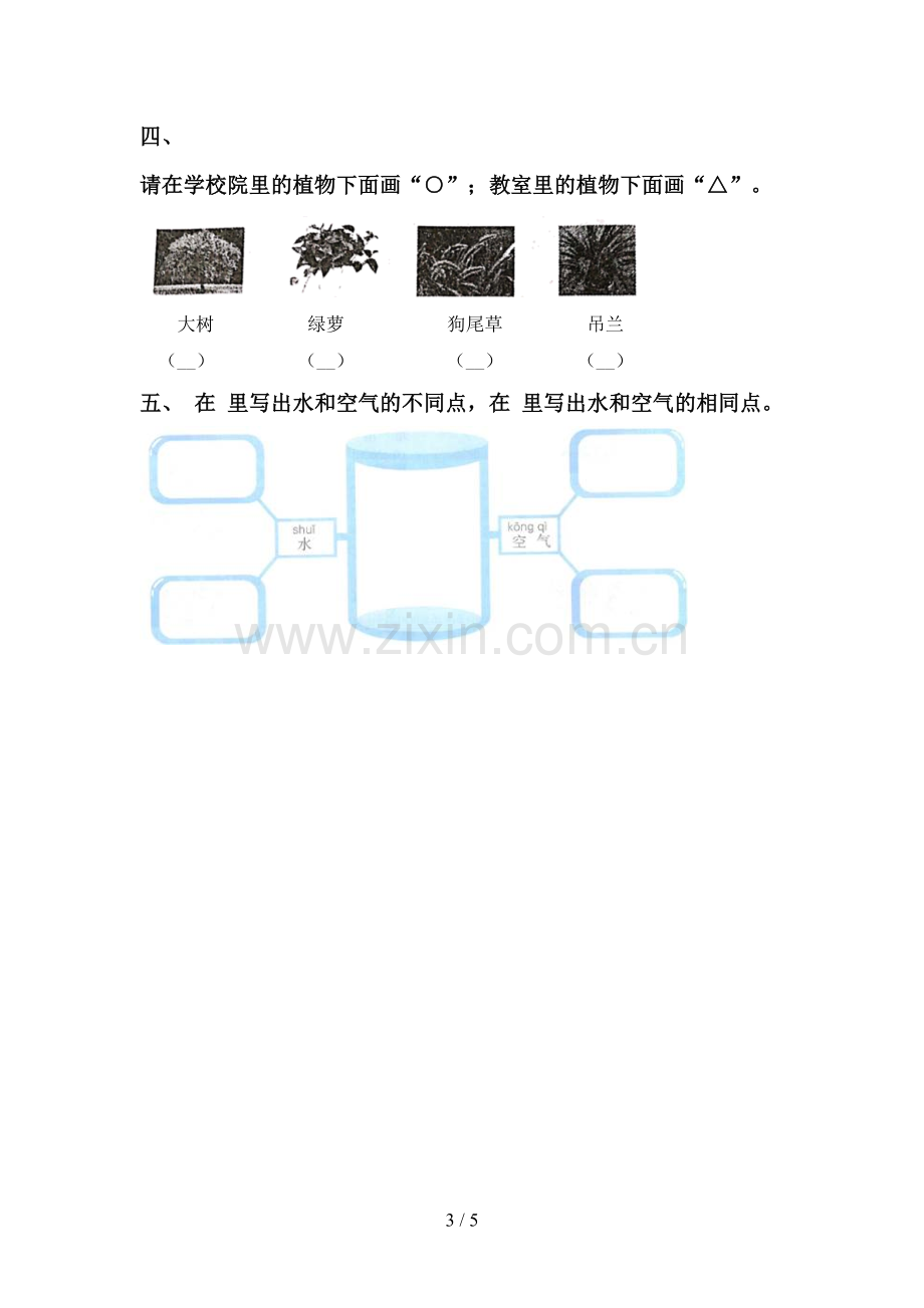 2022-2023年教科版一年级科学下册期中考试题及答案1套.doc_第3页