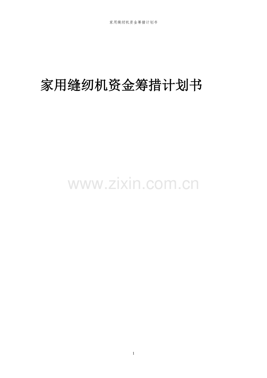 2024年家用缝纫机项目资金筹措计划书.docx_第1页