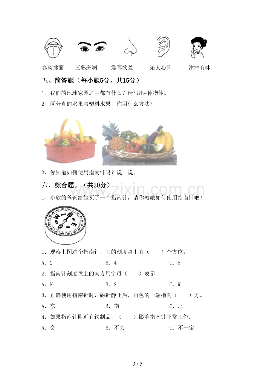 教科版二年级科学下册期中测试卷.doc_第3页