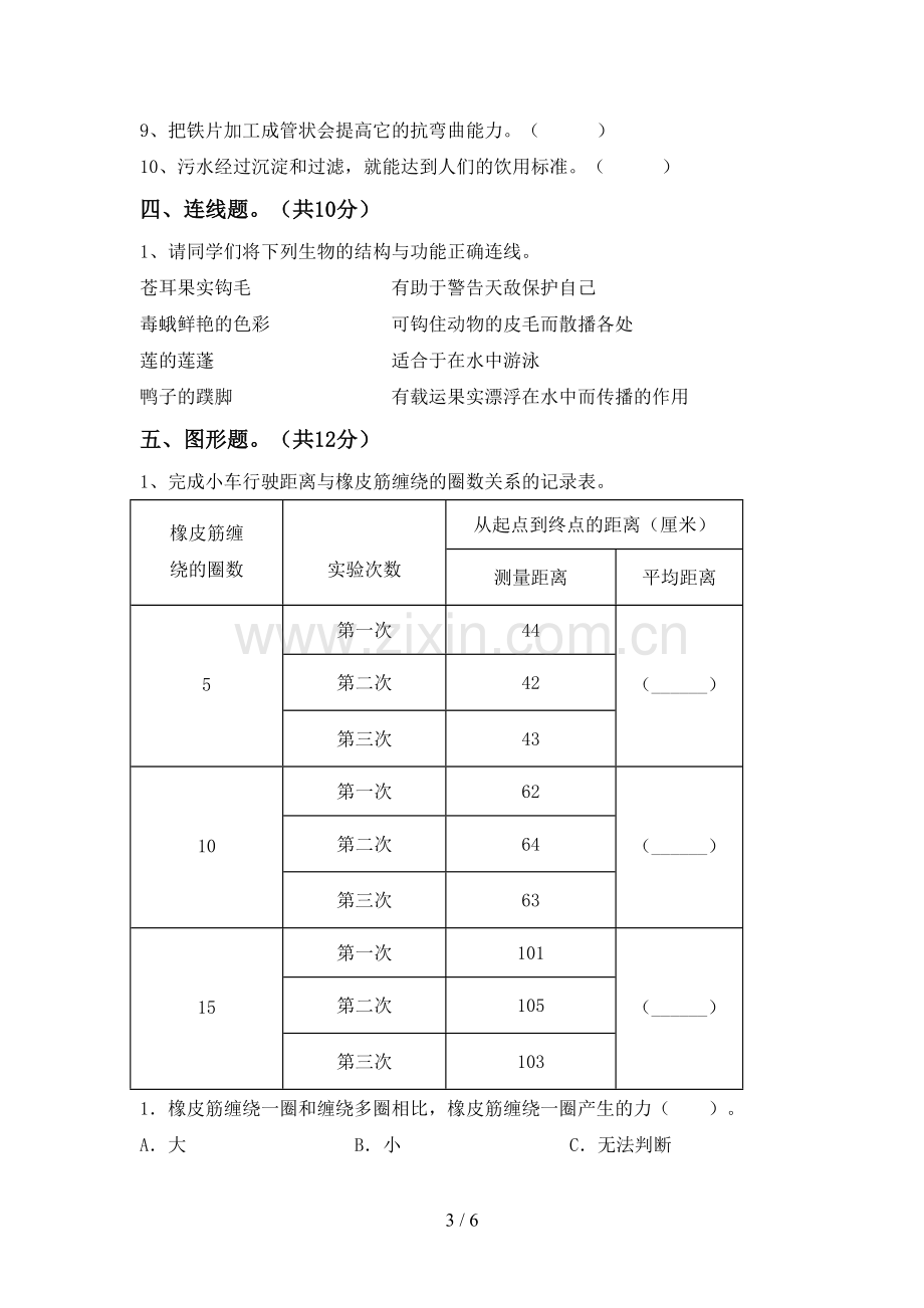 2023年人教版六年级科学下册期中试卷及答案1套.doc_第3页