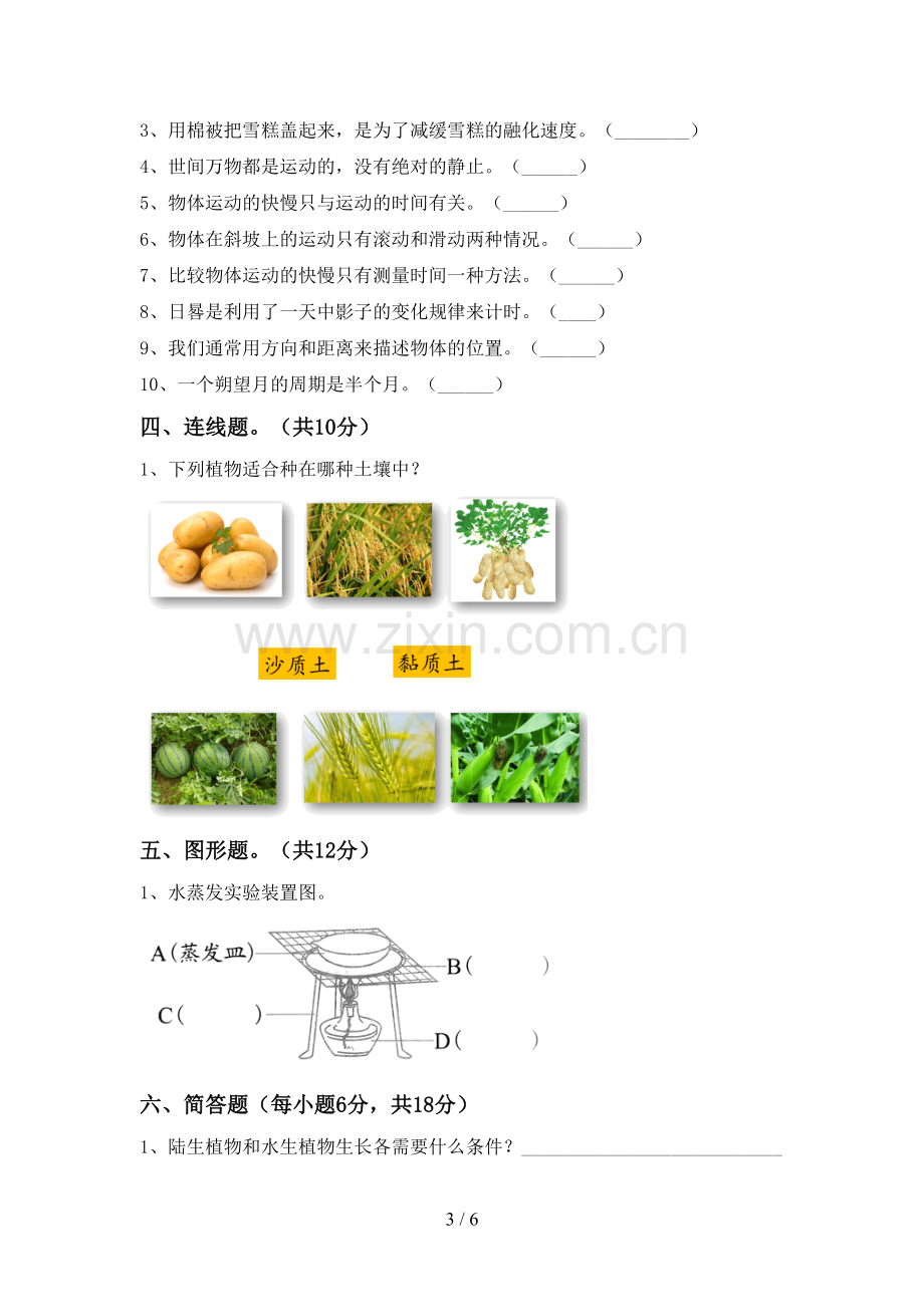 新人教版三年级科学下册期中试卷附答案.doc_第3页