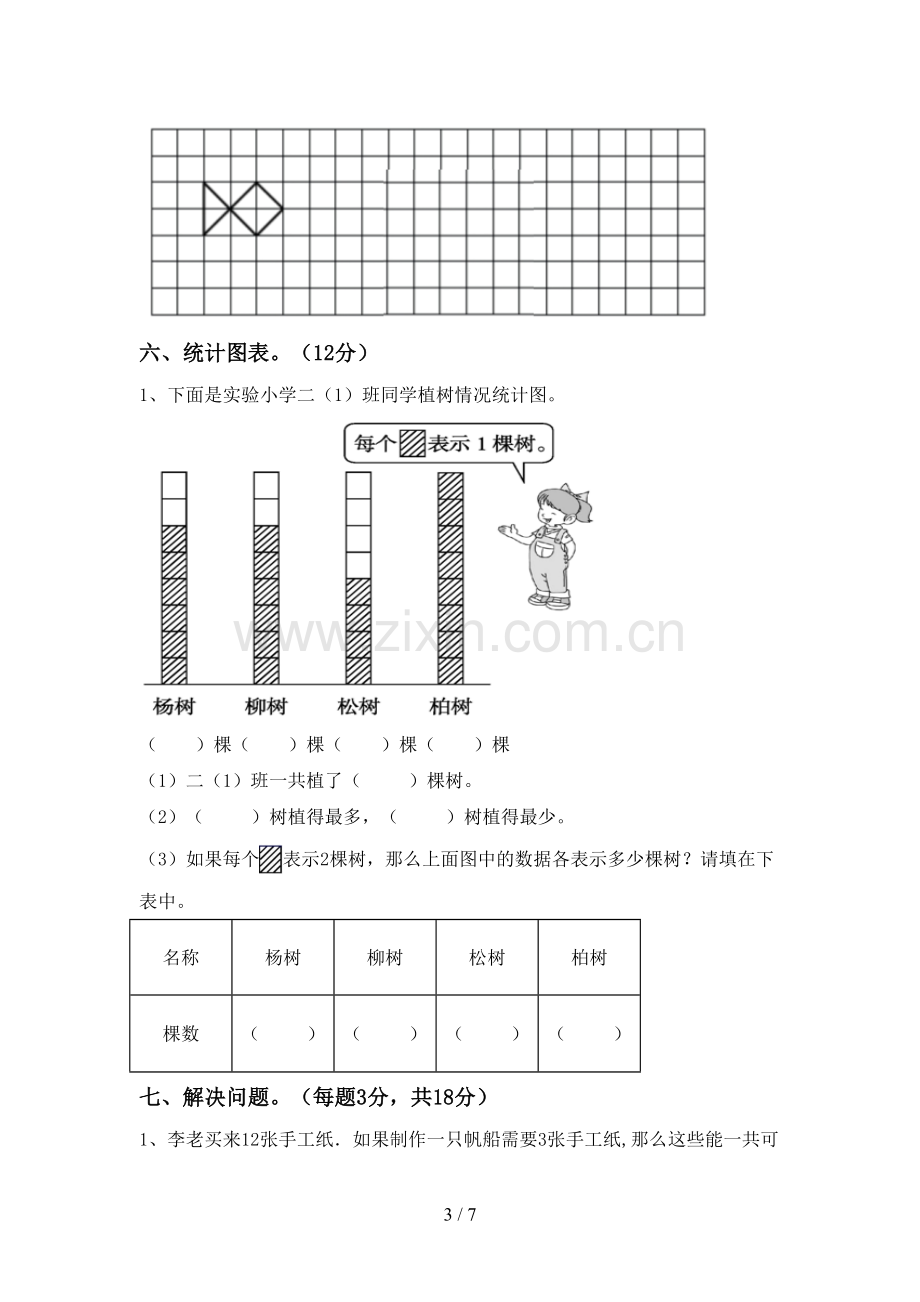 二年级数学下册期末测试卷(A4打印版).doc_第3页