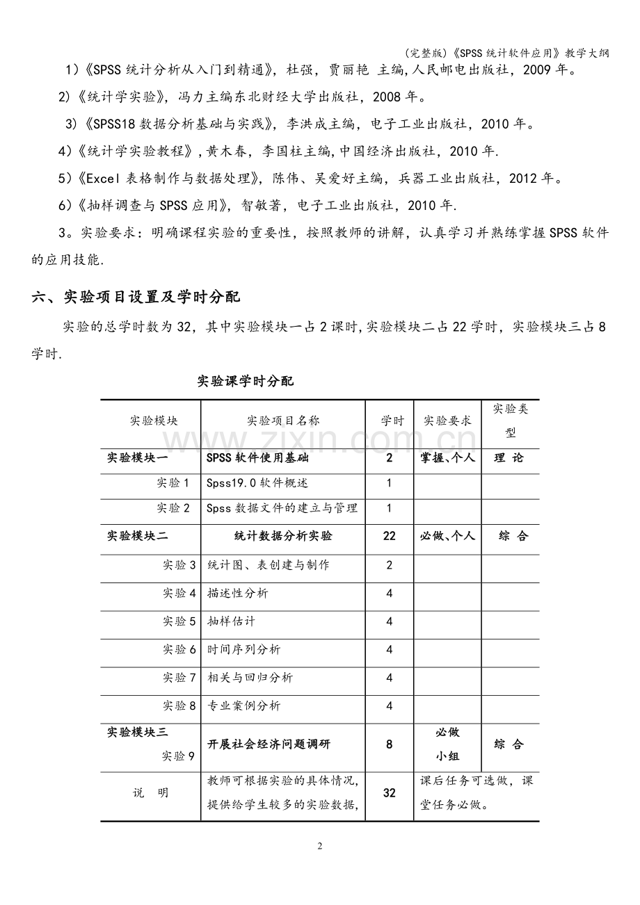 《SPSS统计软件应用》教学大纲.doc_第2页