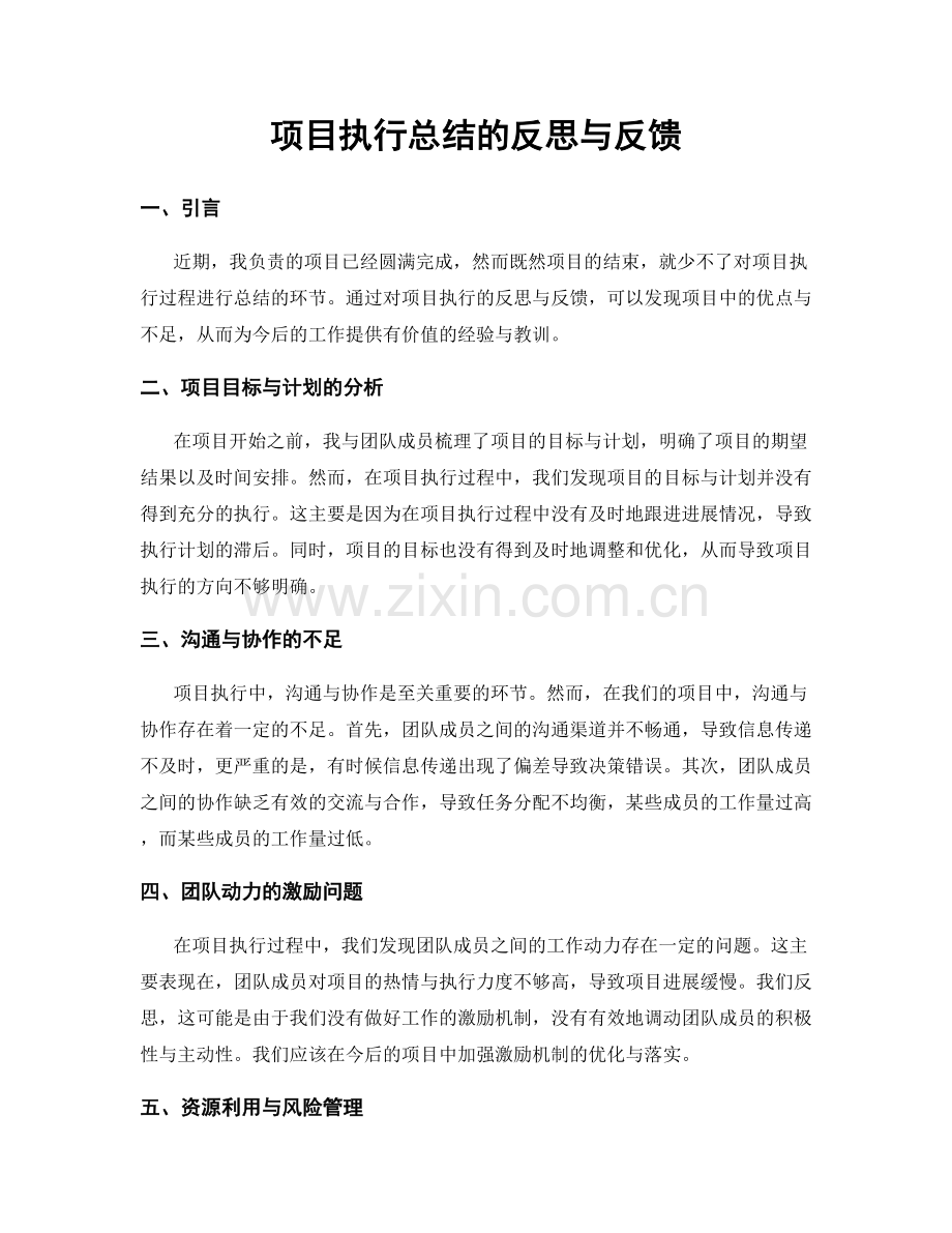 项目执行总结的反思与反馈.docx_第1页