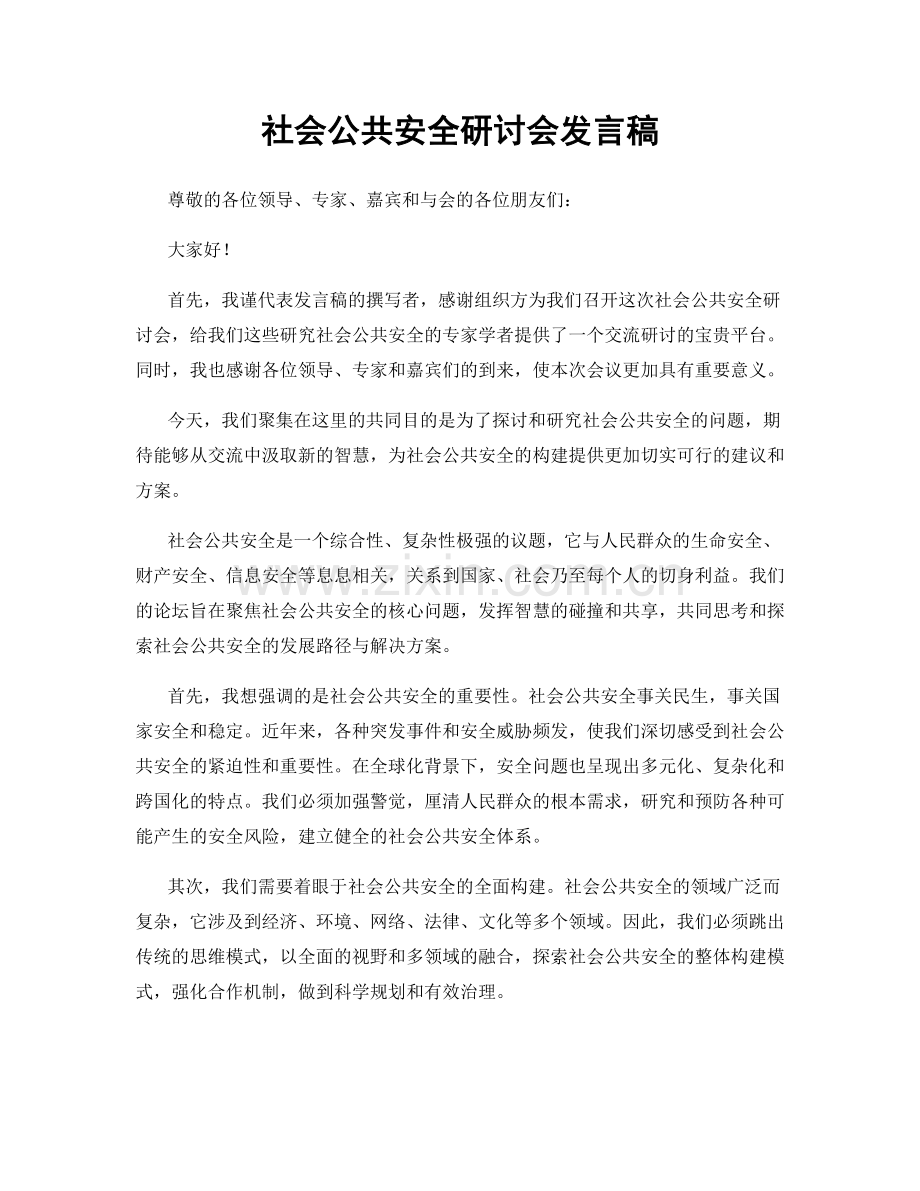 社会公共安全研讨会发言稿.docx_第1页