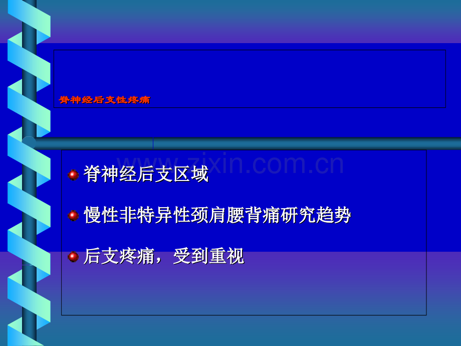 PPT医学课件脊神经后支痛的射频治疗讲义.ppt_第1页