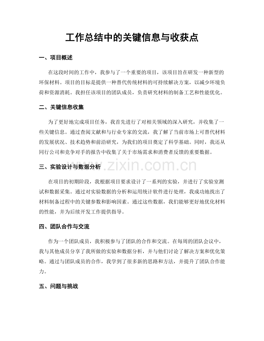 工作总结中的关键信息与收获点.docx_第1页