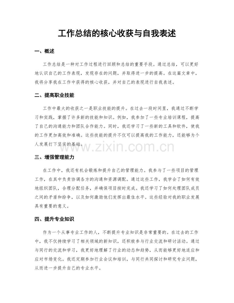 工作总结的核心收获与自我表述.docx_第1页