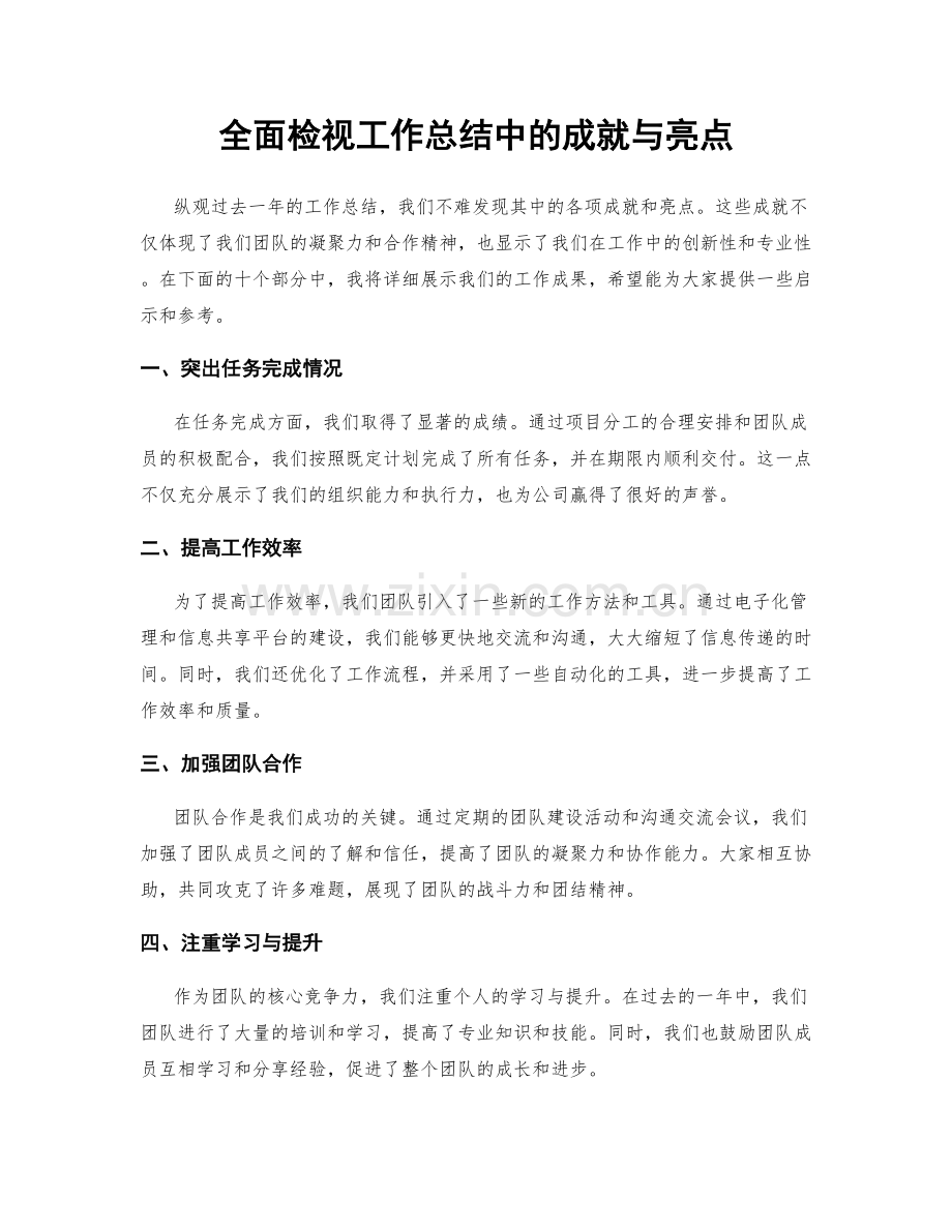 全面检视工作总结中的成就与亮点.docx_第1页