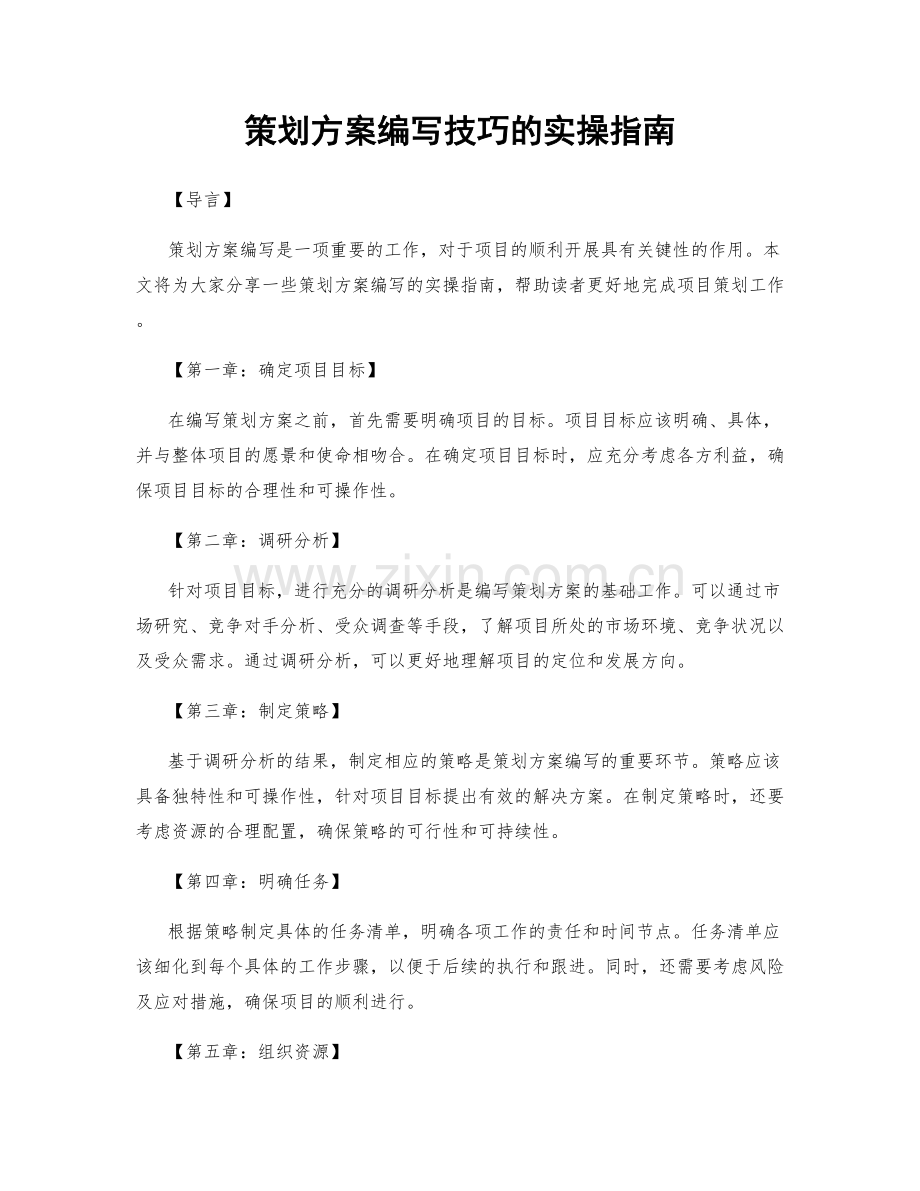 策划方案编写技巧的实操指南.docx_第1页