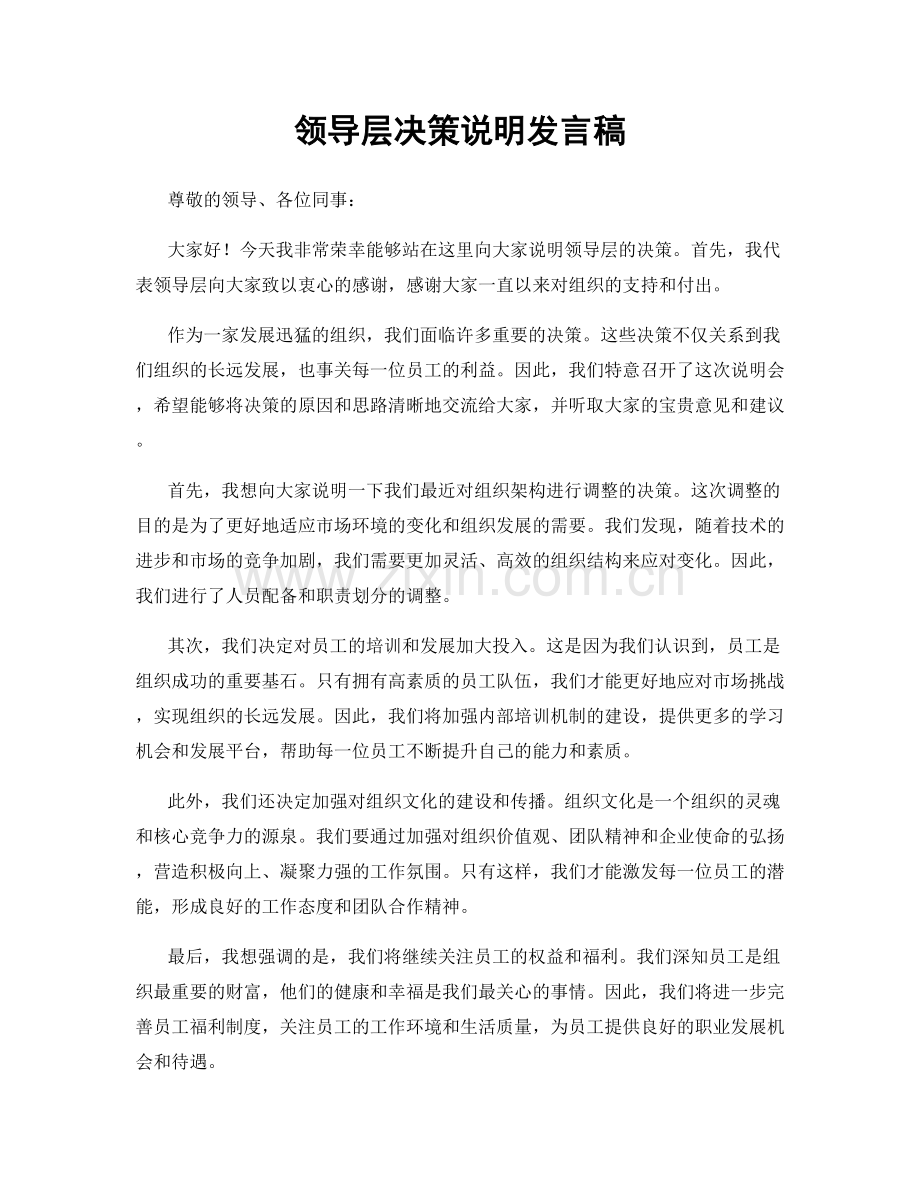 领导层决策说明发言稿.docx_第1页