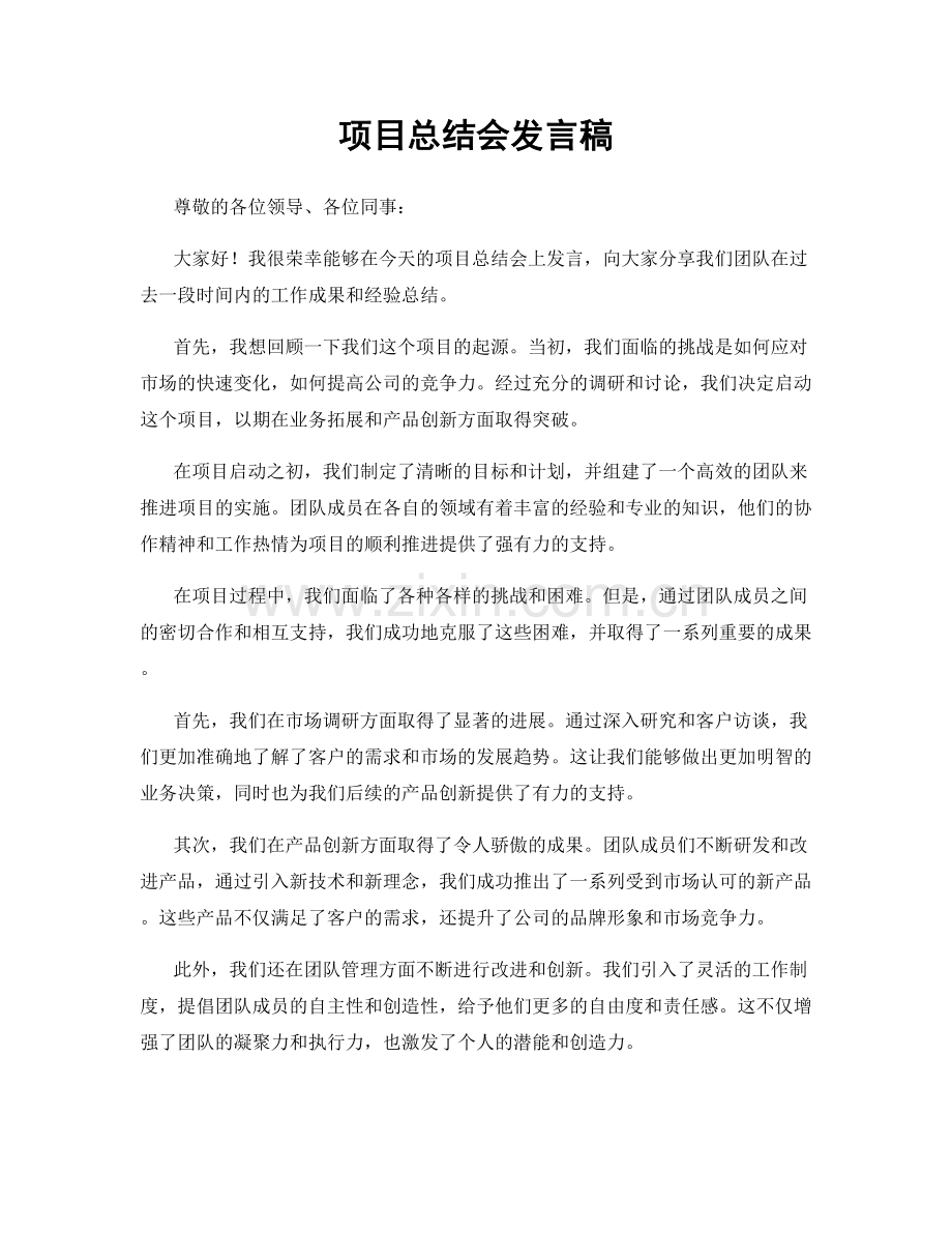 项目总结会发言稿.docx_第1页