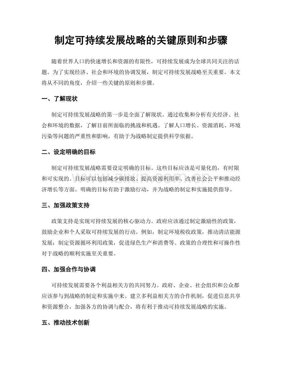 制定可持续发展战略的关键原则和步骤.docx_第1页