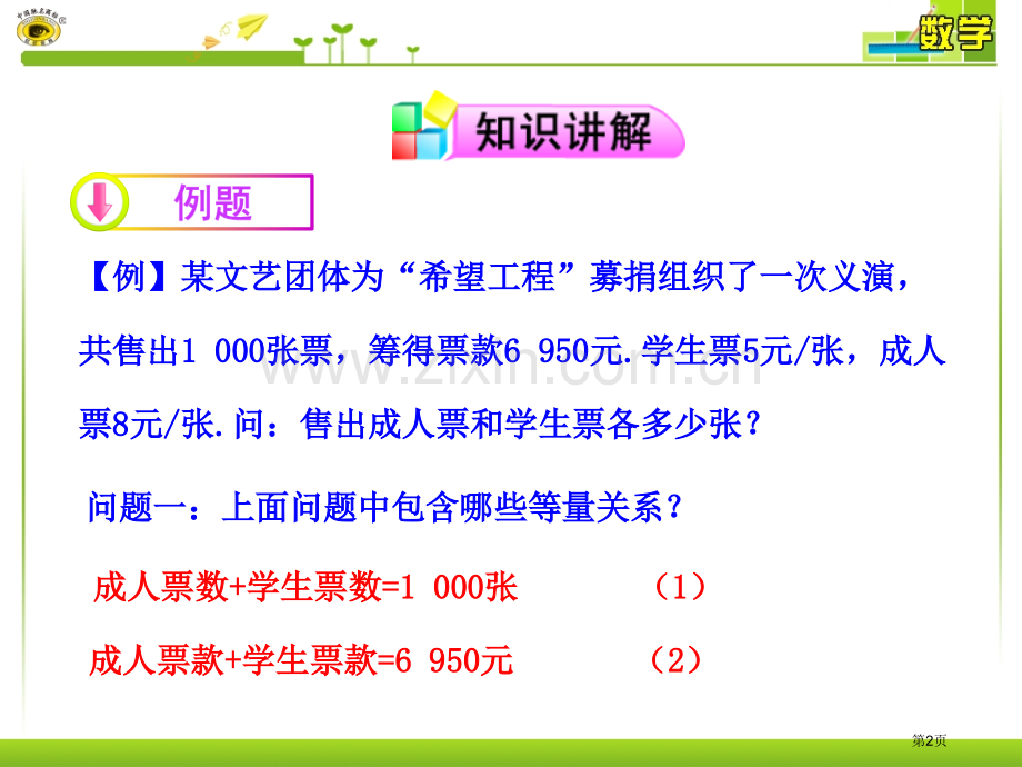 一元一次方程的应用门票问题省公共课一等奖全国赛课获奖课件.pptx_第2页