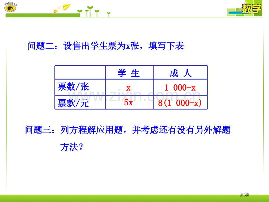 一元一次方程的应用门票问题省公共课一等奖全国赛课获奖课件.pptx_第3页