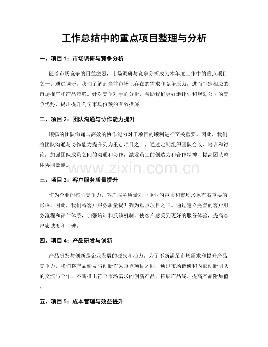 工作总结中的重点项目整理与分析.docx_第1页