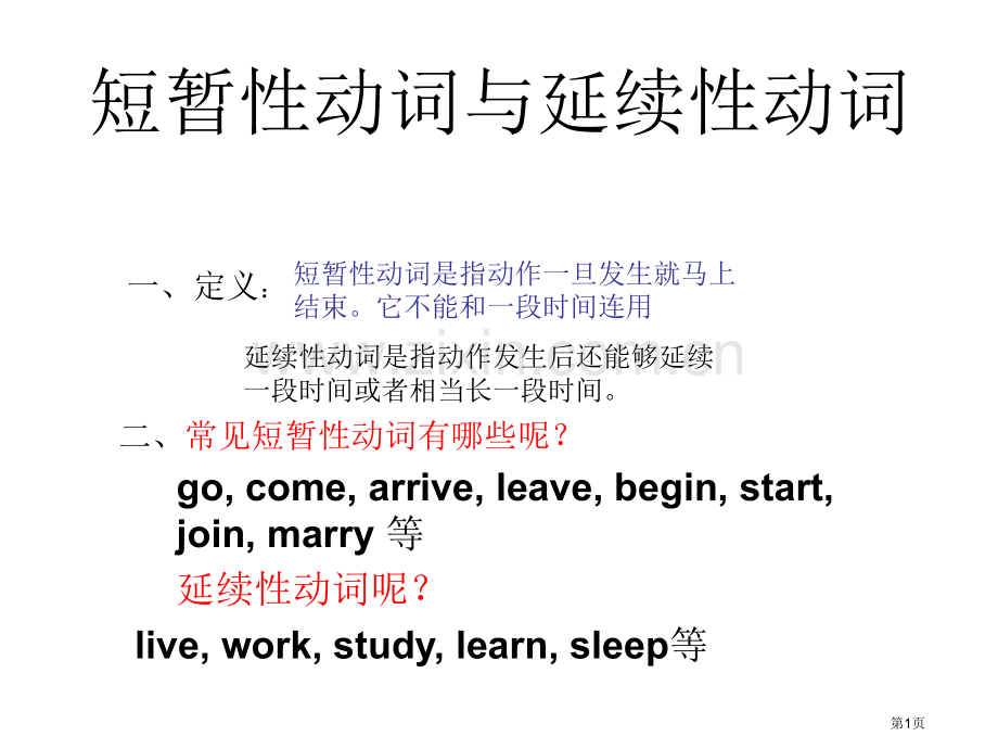 短暂性动词和延续性动词市公开课一等奖百校联赛获奖课件.pptx_第1页