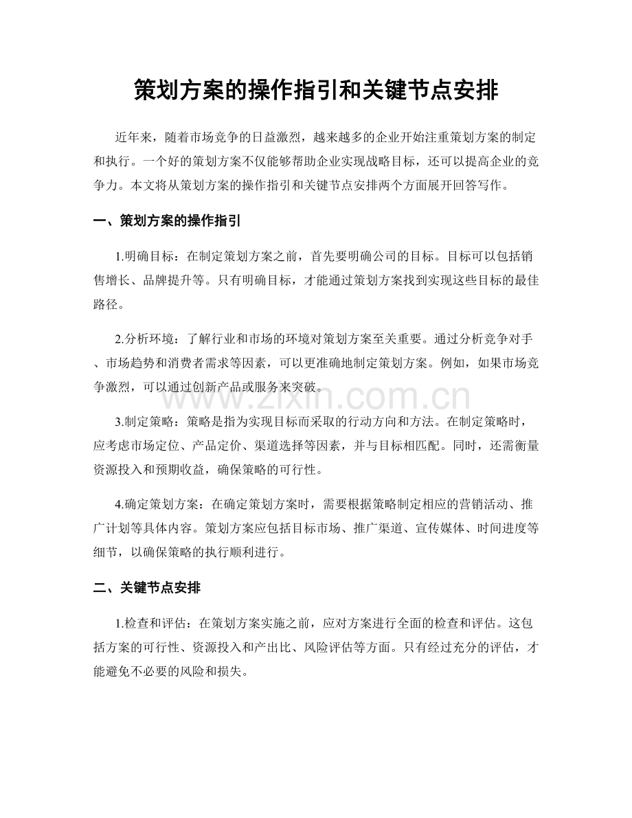 策划方案的操作指引和关键节点安排.docx_第1页